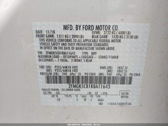 2019 FORD FLEX SEL 9