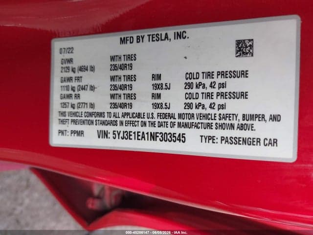 2022 TESLA MODEL 3 REAR-WHEEL DRIVE 9