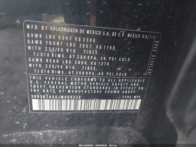 2018 VOLKSWAGEN TIGUAN 2.0T SE/2.0T SEL 9