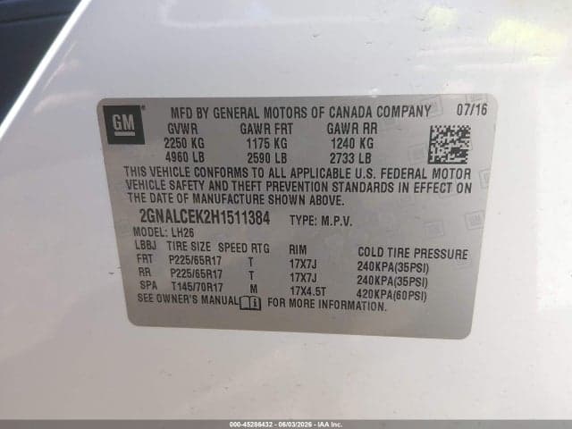 2017 CHEVROLET EQUINOX LT 9