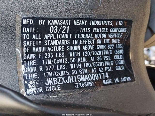 2021 KAWASAKI ZX636 K 10