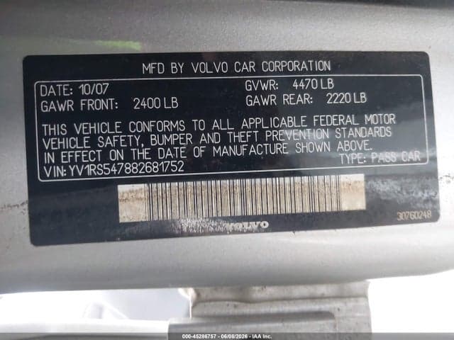 2008 VOLVO S60 T5 9