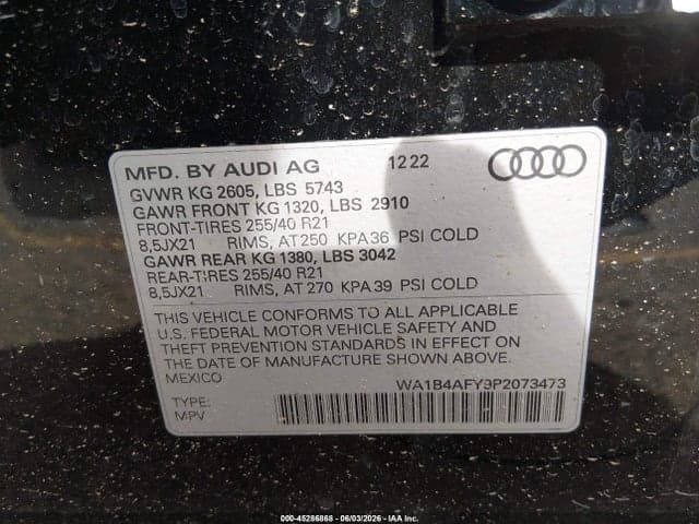 2023 AUDI SQ5 PREMIUM PLUS TFSI QUATTRO TIPTRONIC 9