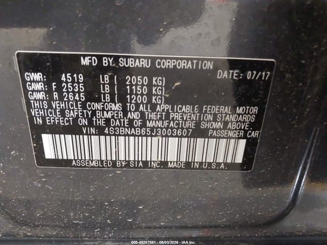 2018 SUBARU LEGACY 2.5I 9
