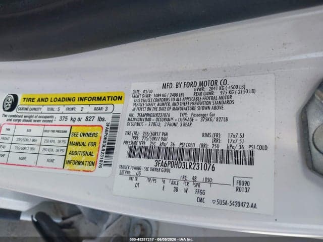2020 FORD FUSION SE 9