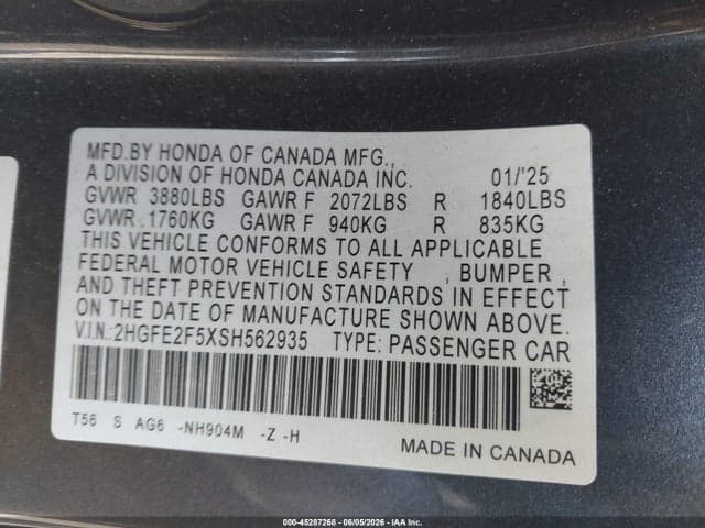 2025 HONDA CIVIC SPORT 9