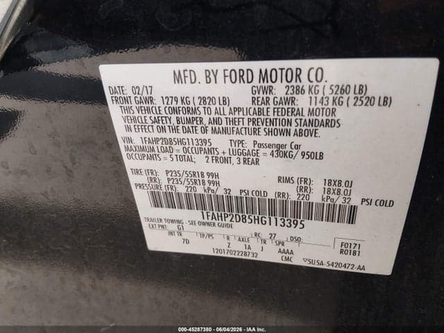 2017 FORD TAURUS SE 9