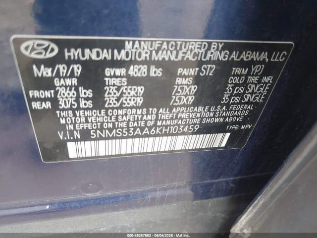 2019 HYUNDAI SANTA FE ULTIMATE 2.0T 9