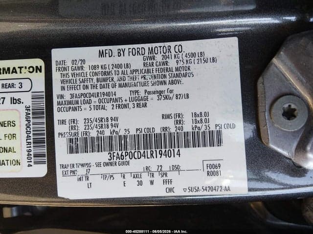 2020 FORD FUSION SEL 9