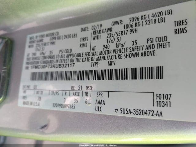 2019 FORD ESCAPE S 9