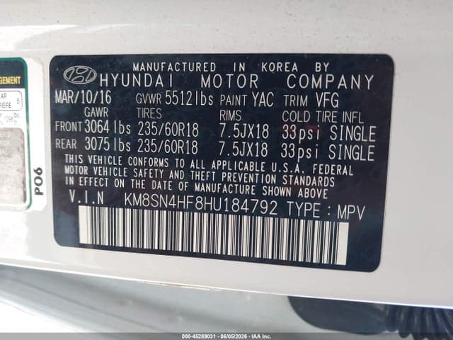 2017 HYUNDAI SANTA FE SE 9