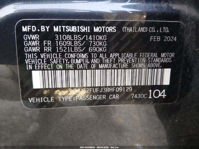 2024 MITSUBISHI MIRAGE G4 ES 9