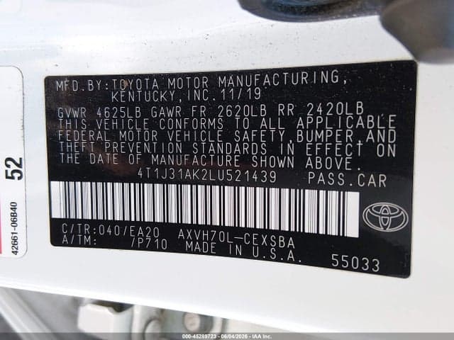 2020 TOYOTA CAMRY HYBRID SE 9