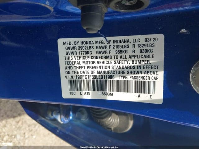 2020 HONDA CIVIC EX 9