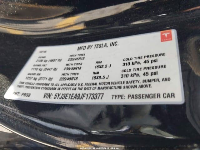 2018 TESLA MODEL 3 LONG RANGE/MID RANGE 9