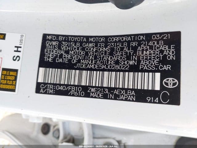 2021 TOYOTA COROLLA HYBRID LE 9