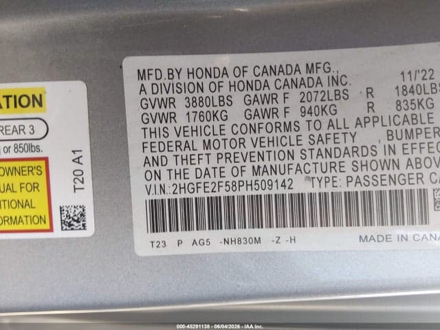 2023 HONDA CIVIC SPORT 9
