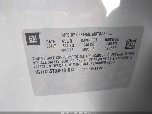 2018 CHEVROLET MALIBU 1FL 9