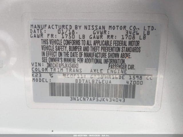 2018 NISSAN VERSA 1.6 SV 9