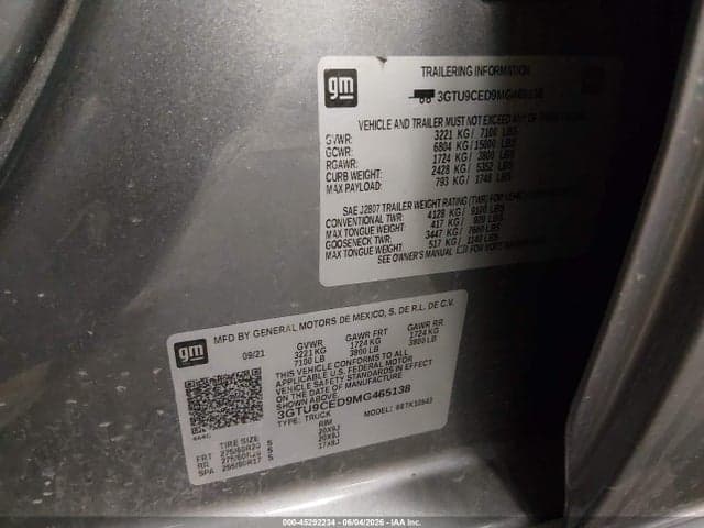 2021 GMC SIERRA 1500 4WD SHORT BOX ELEVATION 9