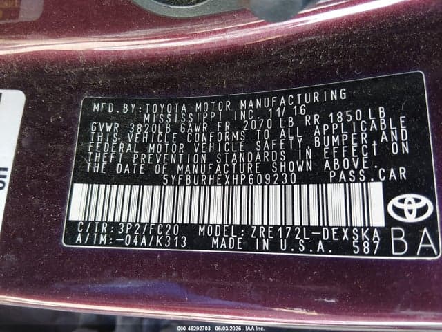 2017 TOYOTA COROLLA SE SPECIAL EDITION 9