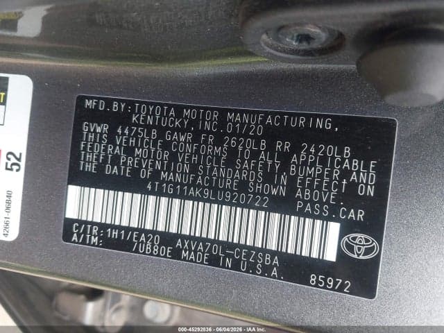 2020 TOYOTA CAMRY SE 9