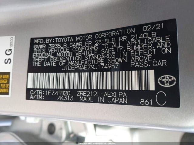 2021 TOYOTA COROLLA LE 9