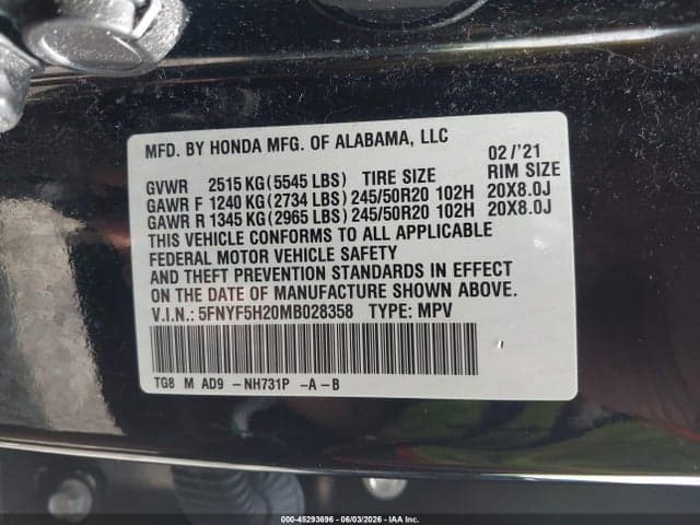 2021 HONDA PILOT 2WD SPECIAL EDITION 9