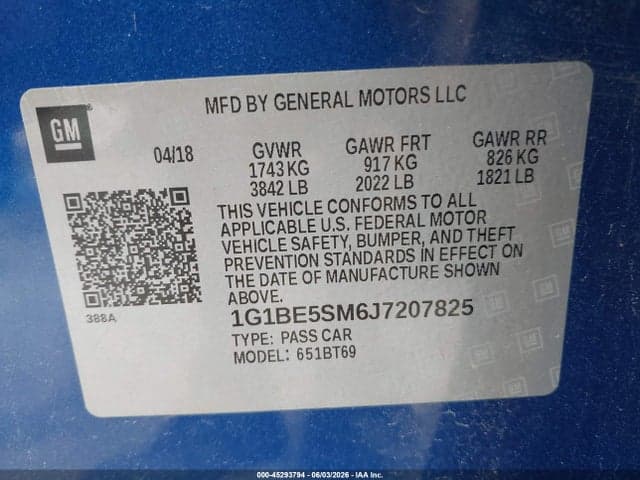 2018 CHEVROLET CRUZE LT AUTO 9