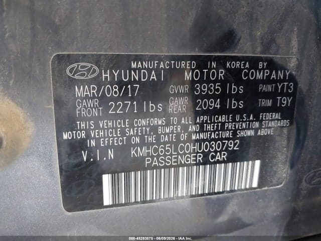 2017 HYUNDAI IONIQ HYBRID BLUE 9