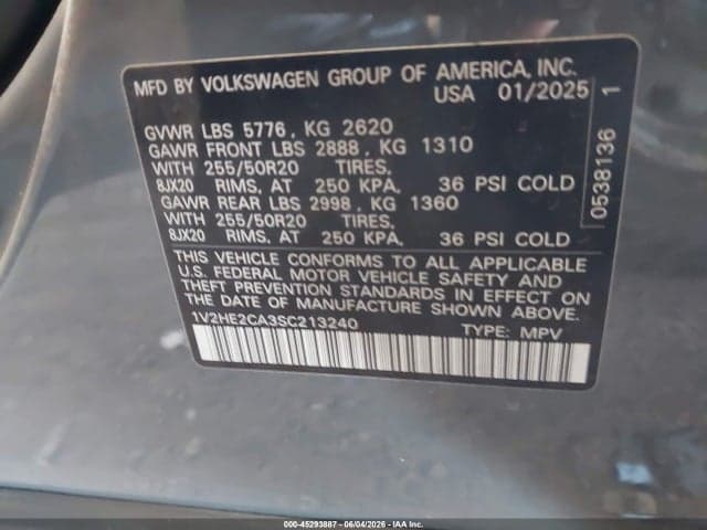 2025 VOLKSWAGEN ATLAS CROSS SPORT 2.0T SE W/TECHNOLOGY 9
