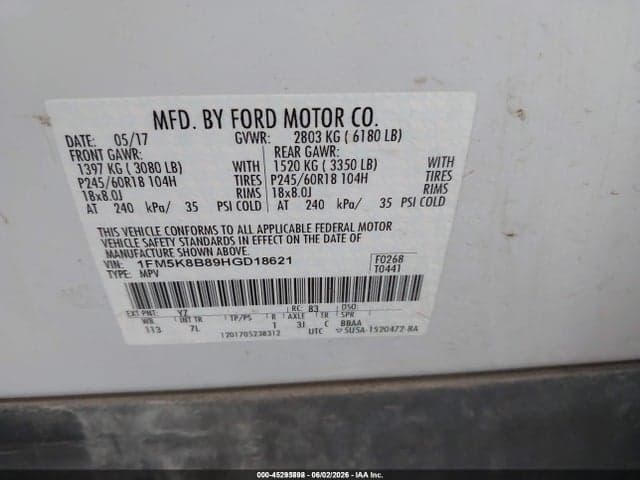 2017 FORD EXPLORER 9