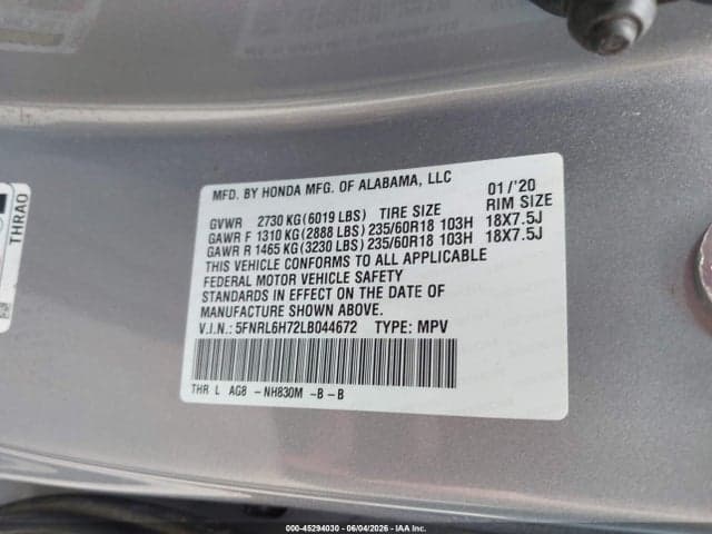 2020 HONDA ODYSSEY EX-L/EX-L W/NAVI RES 9