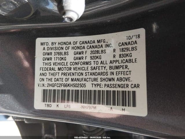 2019 HONDA CIVIC LX 9