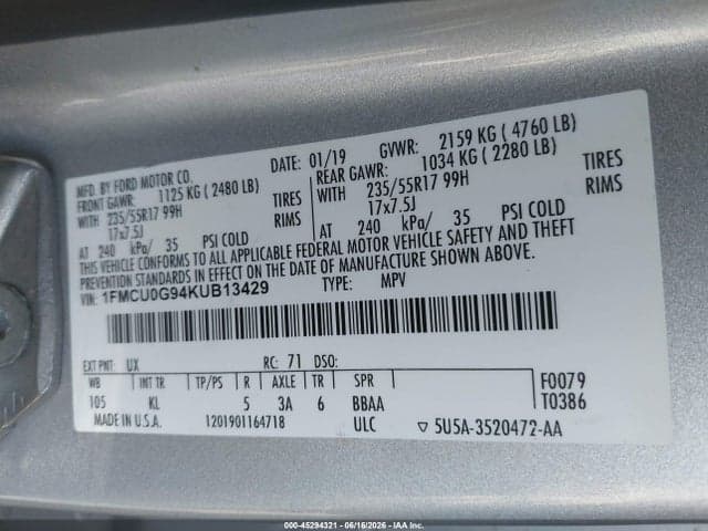 2019 FORD ESCAPE SE 9
