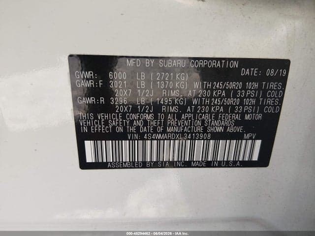 2020 SUBARU ASCENT TOURING 9