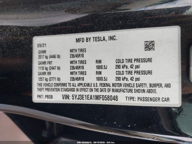 2021 TESLA MODEL 3 STANDARD RANGE PLUS REAR-WHEEL DRIVE 9