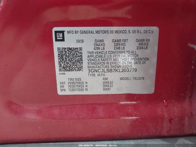 2019 CHEVROLET TRAX LT 9