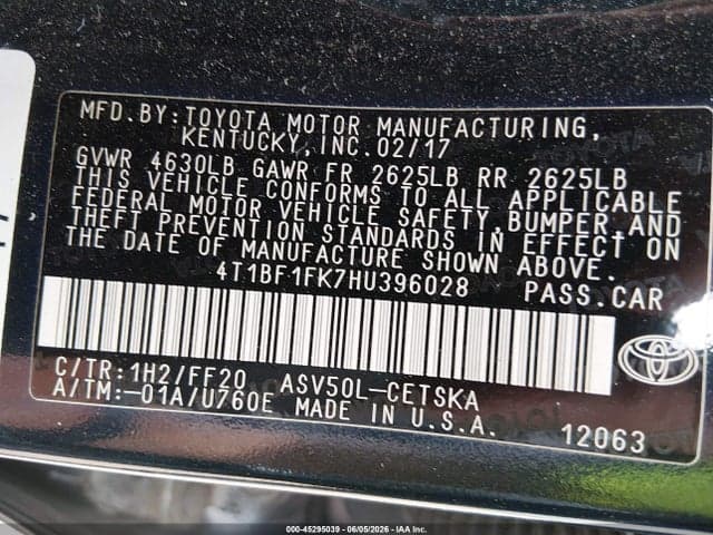 2017 TOYOTA CAMRY SE 9