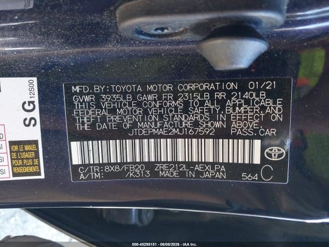 2021 TOYOTA COROLLA LE 9
