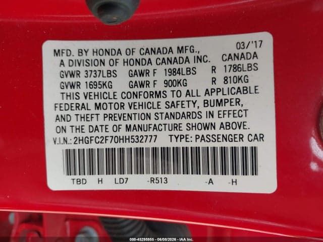2017 HONDA CIVIC EX 9