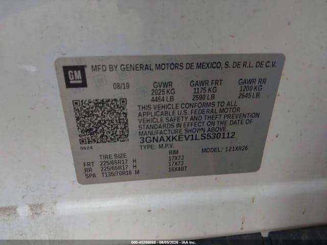 2020 CHEVROLET EQUINOX FWD LT 1.5L TURBO 9