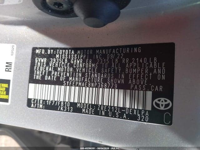 2022 TOYOTA COROLLA LE 9