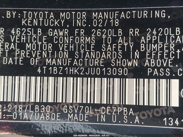 2018 TOYOTA CAMRY XSE V6 9