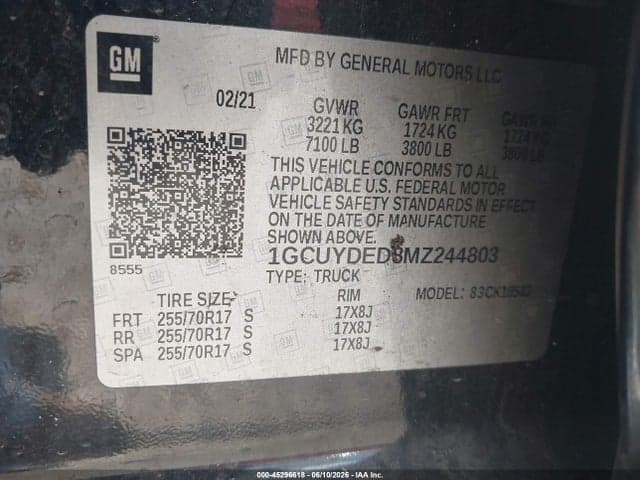 2021 CHEVROLET SILVERADO 1500 4WD SHORT BED LT 9