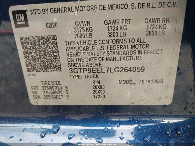 2020 GMC SIERRA 1500 4WD SHORT BOX AT4 9