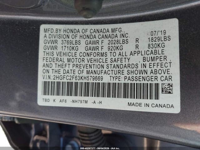2019 HONDA CIVIC LX 9