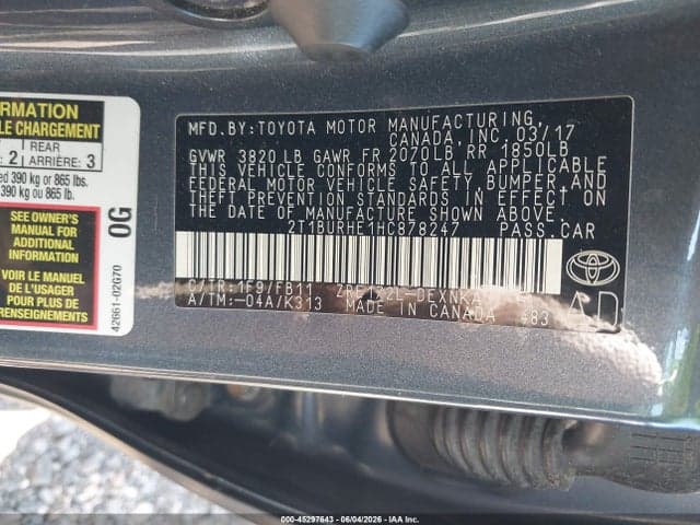 2017 TOYOTA COROLLA LE 9
