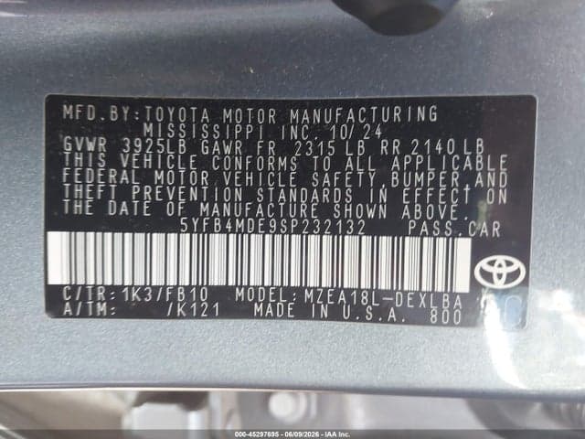 2025 TOYOTA COROLLA LE 9