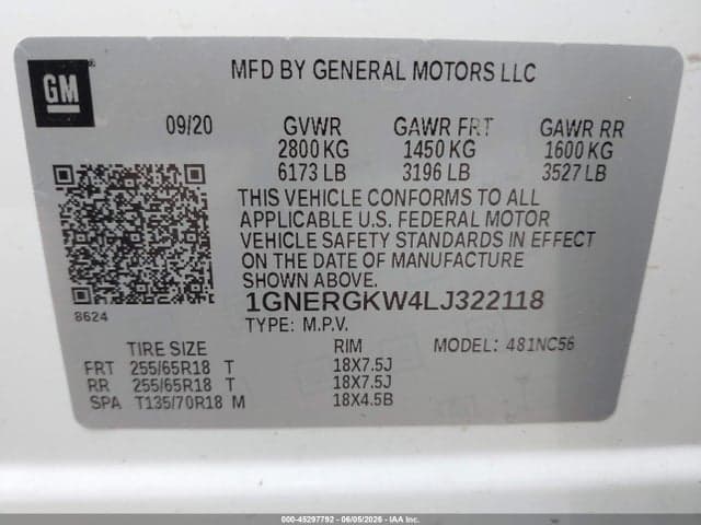 2020 CHEVROLET TRAVERSE FWD LT CLOTH 9